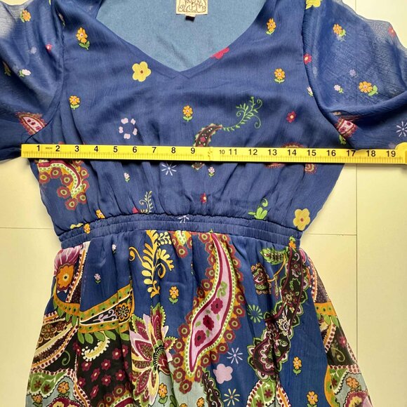 Nouveau Pink Boho Paisley Sheer Tunic Dress - Size S - Picture 5 of 6